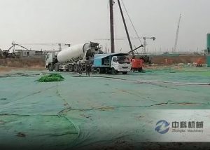 雄安新區車載式雙（shuāng）噴頭濕噴機施工現場