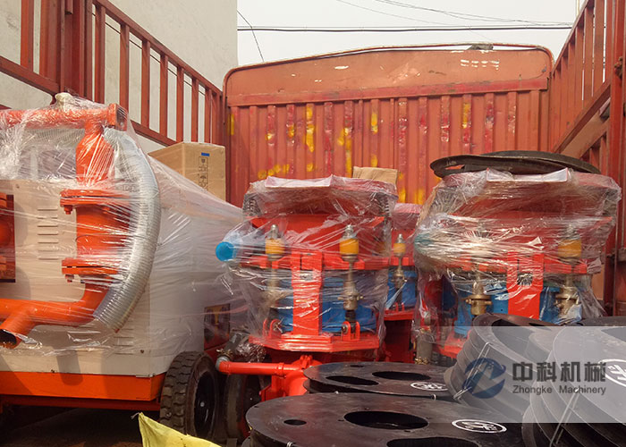 合肥（féi）水泥砂漿注（zhù）漿機、PZ-6混凝土噴漿機及噴（pēn）漿機配件發貨現場-0