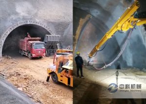隧道混凝土濕（shī）噴台車施（shī）工視頻