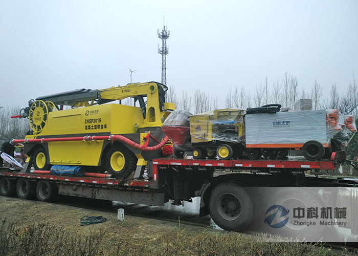 混凝土濕噴（pēn）台車、PZ-6噴漿機、雙液注（zhù）漿（jiāng）機發（fā）貨現（xiàn）場-1