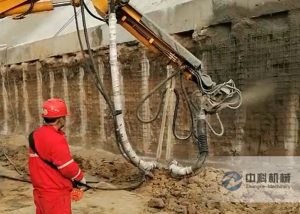 雄（xióng）安新區（qū）基坑支（zhī）護混凝土濕噴台車施工視頻（2）