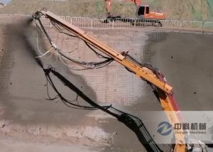 大型混（hún）凝土濕噴台車施工視頻（pín）