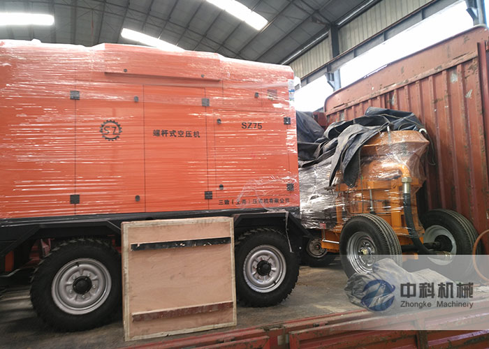 轉（zhuǎn）子式混凝土濕噴機（jī）、空壓機發貨現場-0