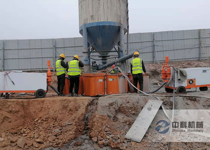 ZKSJ200雙缸（gāng）液壓砂漿泵（bèng）施工現場-0