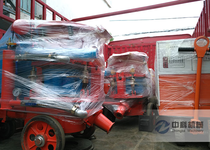 合肥雙液（yè）注漿機、PZ-6混凝土噴漿機發貨現場